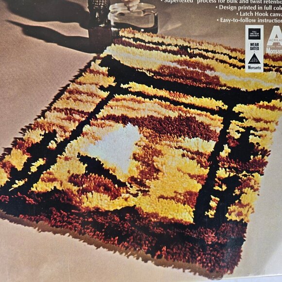 Vintage 70's Vogart Crafts Hook-it Rug Kit # 4318 Oriental Sunset Sealed Kit NWT - Picture 2 of 8
